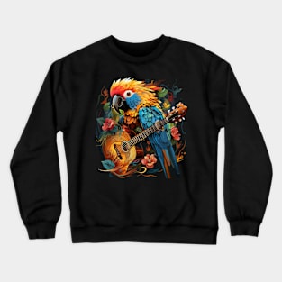 Parakeet Playing Guitar Crewneck Sweatshirt